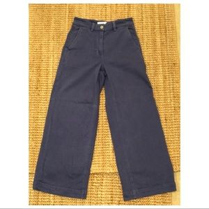 Everlane Wide Leg Crop Pant in Mid Blue